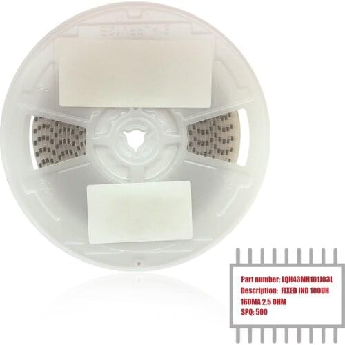 MY GROUP ASIA 500PCS LQH43MN101J03L Surface Mount FIXED IND 100UH 1600MA 2.5MOHM 1812 Unshielded Wirewound Inductors in Stock