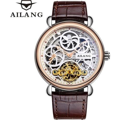 AILANG Fashion Luminous Moon Phase Mens Watches Top Brand Luxury Tourbillon Skeleton Automatic Sapphire Mens Wrist Watch 6815A