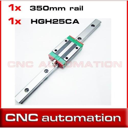 NEW 25mm linear guide 1pc HGR25 L 350mm Linear Rail and 1pc HGH25CA HGW25CA FLANGE Linear Block Carriage CNC parts