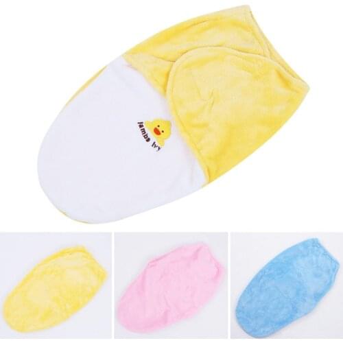 Newborn Baby Swaddle Wrap Cartoon Embroidery Swaddling Blanket Bedding Plush Soft Comfortable Skin Friendly Sleeping Bags