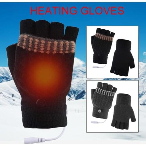 Mens Womens USB Heating Gloves Hand Warmers Winter Warm Mittens Hand Laptop Half Fingerless Gloves Safe USB 5v Power Supply