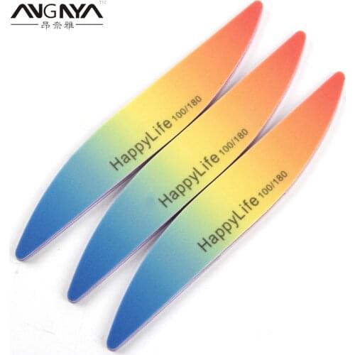 ANGNYA 3Pcs Portable 100/180 Double Sided Sanding Nail File Unisex Colorful Gradient Color Fingernails Manicure Pedicure Tools