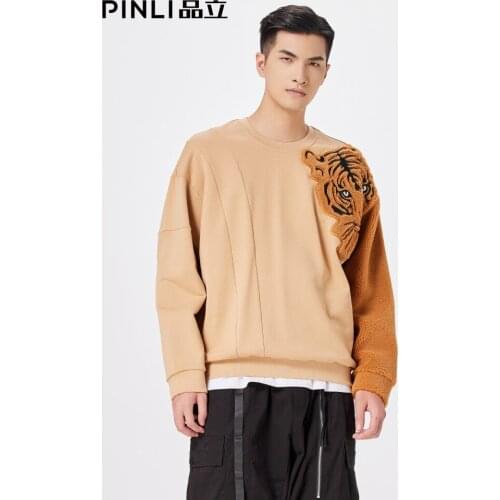 Free Shipping New Fashion Casual 2021 Autumn Embroidered Patchwork Round Neck Pullover Sweatershirt Trend Personality B213609034