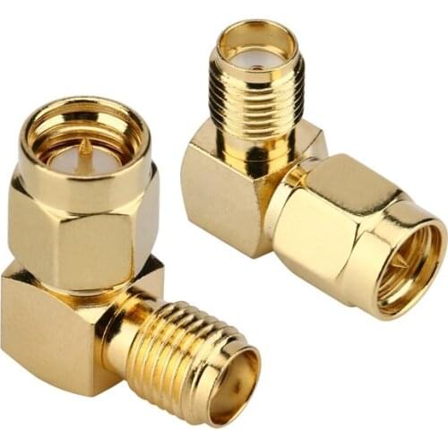 JX 5PCS SMA to SMA connector 90 degree right angle SMA male to female adapter screw the needle to SMA male to female fast ship