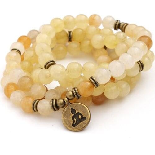 Pink 108 beads 8mm elastic adjustable Lotus life tree Buddha OM eye Chakra Reiki agate Onyx Yoga Bracelet necklace uyrtj