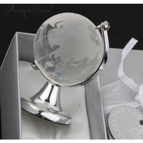 MagiDeal Silver Stand Crystal World Globe Wedding Gift Paperweight Vastu Feng shui Lucky Stone