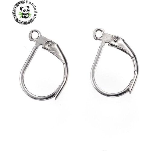 200pcs 304 Stainless Steel Lever Back Hoop Earring Findings for Jewelry Making DIY Earring 12.5x10x2mm Hole: 1.2mm Pin: 1x0.8mm