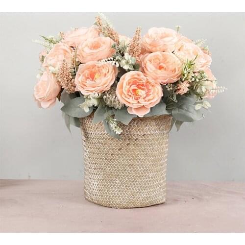 Silk Rose Peony Flower For Christmas Decoration 11Head Artificial Rose Flower For Wedding Decor Ins Style House Plant Home Decor