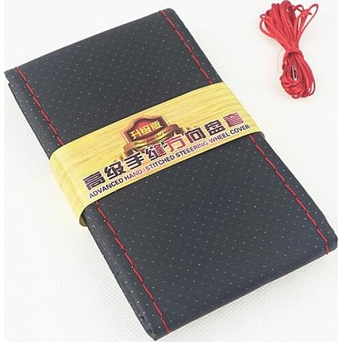 Car Steering Wheel Cover 1 PCS Braiding Direction Cover Pin and Threaded Artificial Leather Diameter 38 Cm