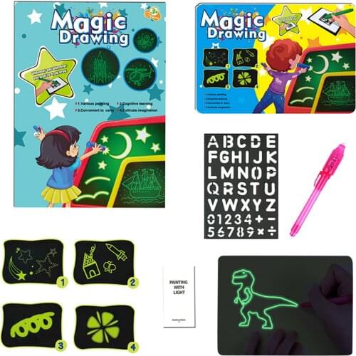 3D Luminous Drawing Board Kids Toy Tablet Draw In Dark Magic With Light-Fun Fluorescent Pen Children Educational Toy