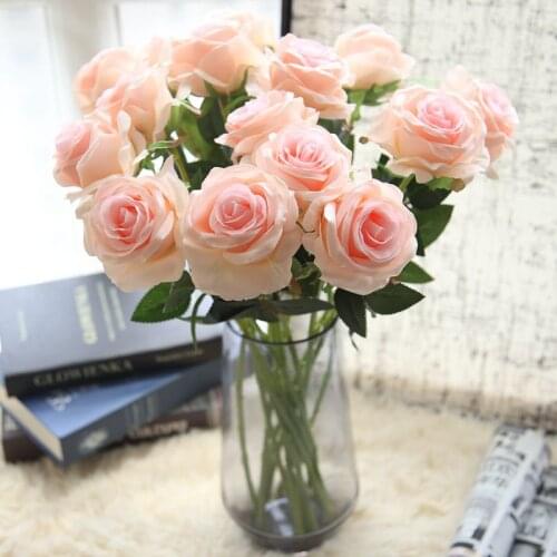 7 pcs Rose Branch Single Artificial Flower Wedding Party Decoration Silk Flower Pink flores Home Decoration Fake Flower Bouquet