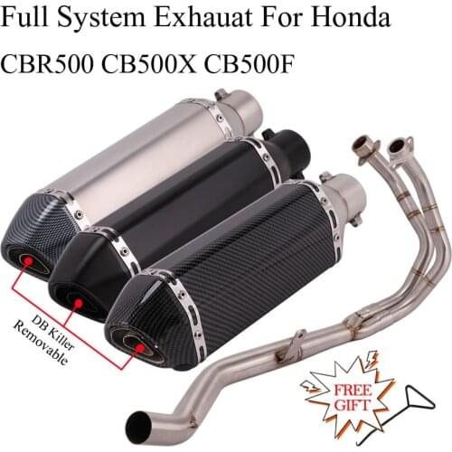 Full System Motorcycle Exhaust Modified Escape Modify Front Link Pipe Muffler DB Killer For Honda CBR500 CB500X CB500F CBR500R