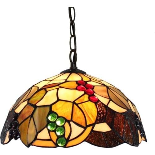 12inch American Rural creativity Tiffany stained glass restaurant bar coffee shop grape Art pendent lamp Retro rural lighting