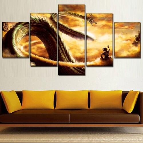 5 Piece Wall Art Canvas Paintings Anime Manga Dragon Posters Modular Pictures Home Decor Prints Modern Living Room Decoration