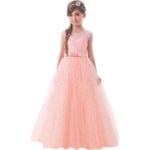 [6 colors/5-14 Years]Summer Kids Clothes Girls Dress Sleeveless Lace Kids Dresses For Girls irthday Party Wedding Girls Dresses
