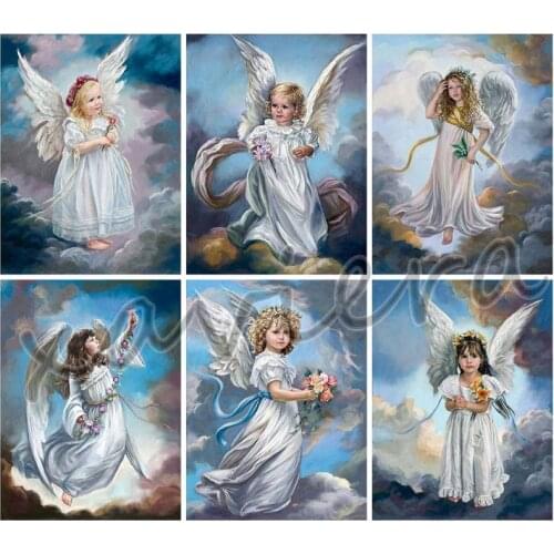 Xaviera 5D Diy Diamond Painting Angel Wing Baby Rhinestone Mosaic Embroidery Religion Full Round Drill Cross Stitch Accessories