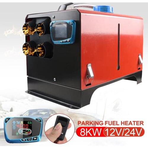 8KW Air Car Heater Parking LCD Air Diesel Heater Remote Control With 4 Air Outlet 12V 24V Air Diesel Heater For Trucks/RV/Boats