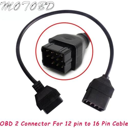 Free Shipping For Renault 12 Pin OBDII OBD 2 Connector Adapter Diagnostic Extension Cable 16 Pin For Renault 12Pin