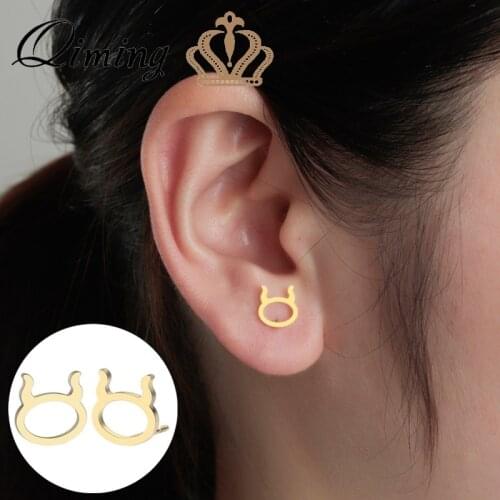 QIMING Taurus Star Earrings Zodiac Sign 12 Constellation Cute Baby Children Jewelry Best Birthday Gift Minimal Earring Women