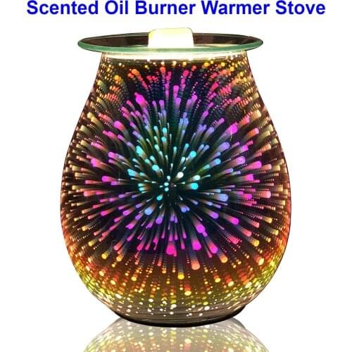 Essential Oil Diffuser Electric Candle Warmer Glass Tart Burner 3D Effect Night Light Wax Melt Warmer for Home Office Bedroom