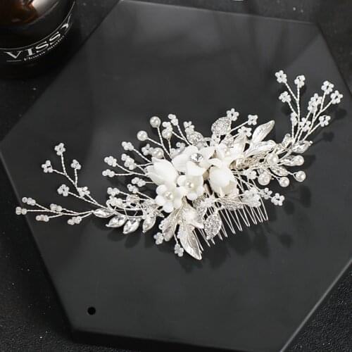 Pearl Flower Hair Comb Hair Accessories For Women Wedding Accessories Elegant Women Hair Jewelry Comb Headband