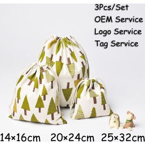 Cotton Jute Coffee beans Storage bag Make Up Cosmetic bag Jewlery Organizer Candy Pouch Perfume Gift Bag Dry Flower bag 3Pcs/set