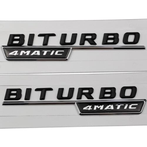 2pcs Chrome Car Tuning Biturbo 4MATIC Side Decal Badge Sticker For Mercedes-Benz C43 AMG W212 E63 W202 W205 W207