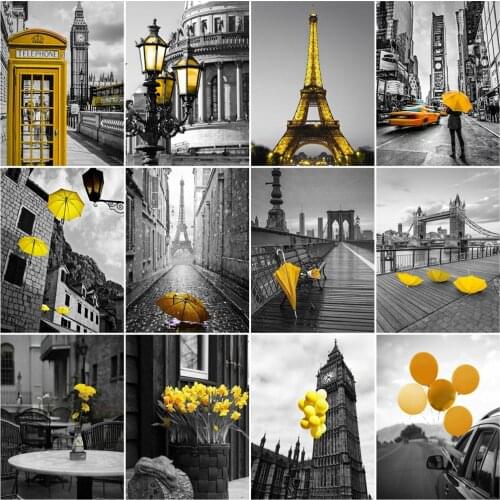 HUACAN Picture By Numbers City Landscape Drawing On Canvas Oil Painting By Numbers Handpainted Street Kit Modern Wall Art