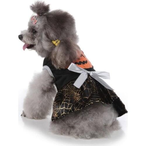 Halloween Pumpkin Pattern Dog Cosplay Costume Dog Dress For Small Dog Clothing Dress Up Skirt Dog Skirt For Puppy Chihuahua