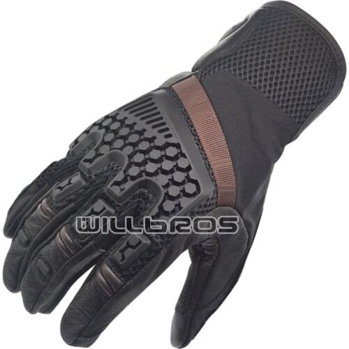 Motorcycle Sand 3 Leather Gloves Motocross Guantes Motorbike Street Moto Riding Motor Black Brown Luvas Mens