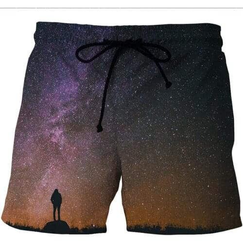 Mens Summer Quick Dry Beach Casual Shorts 2020 Fashion D Space Galaxy Printed Anime Boardshorts Trousers Boxer Shorts Trunks 6XL