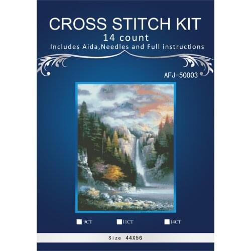 14CT/16CT/18/28/Cross Stitch Kits Crafts Art Needlework 14CT Unprinted Embroidered Handmade DMC Wall Home Decor-water fall