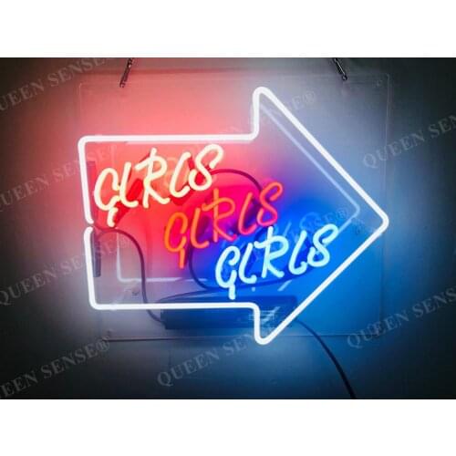 14“ Girls Girls Girls Arrow Acrylic Custom Neon Light Lamp Sign Beer Bar Handmade Decorate Home Wall Room Windows Tube Artwork