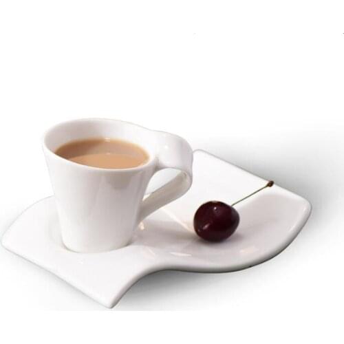 The latest European white ceramic bone china coffee cup milk cup creative wave coffee cup