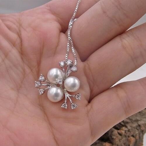 Freshwater pearl Charm with 925 sterling silver box chain necklace for women choker fine jewelry Christmas gift Fashion design