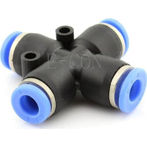 2pcs PZA6 Pneumatic Air 4 Way Quick Fittings Connector 6mm equal Cross Tube Hose
