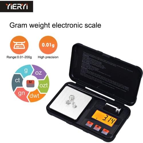 Protable Electronic-Weighing System High Precision Jewelry Scale 200g*0.01g With LED Digital Orange Backlight