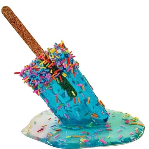 Transparent Melting Popsicle Sculpture Decoration Miniature Resin Craft Popsicles Ice Cream Accessories home Garden Decor