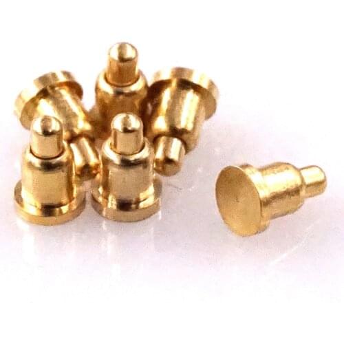 10 pcs Spring Loaded Pogo Pin Connector 2.0 mm Diameter SMT / SMD 3.0 mm height Brass Gold 1u 50G force Re-flow Solder