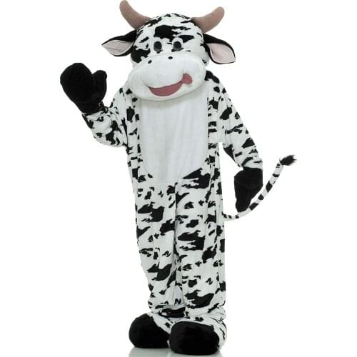 Luxury Short Plush Cow Mascot Costume Black and White Cow Advertising Cosplay Halloween Party Performance Clothes