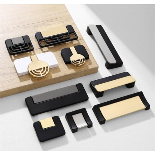 KK&FING Gold Black White Hidden Cabinet Handles Zinc Alloy Cupboard Door Pulls Dresser Drawer Knobs Furniture Handle Hardware