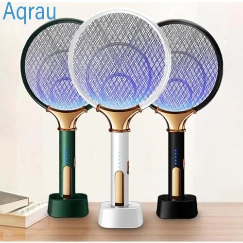 1200mAh 2 In 1 LED USB Rechargeable 3000V Electric Mosquito Killer Silent Fly Swatter Bug Zapper Insect Racket Home Supplies