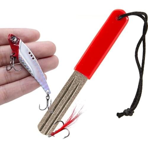 Fishhook Sharpener Double Side Single Dual Grooves Diamond File With Handle Fishing Hook Sharpening Tool Accessory new