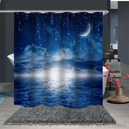 Starry Sky Space Animal Print Shower Curtains Waterproof and Mildewproof Polyester Bathroom Partition Curtain Home Decoration