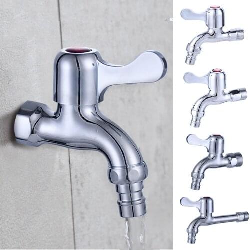 High Quality Outdoor Garden Faucet Zinc Silver Long Washing Machine Cold Water Bibcock Fast Open Tap Bathroom Sink Mop Pool Taps