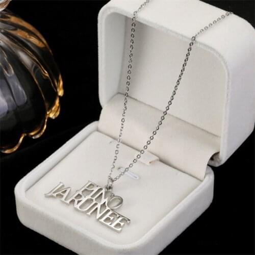 Customized Necklace Stainless Steel Necklace Nameplate Choker Pendant English Name Jewelry Necklace 45 Fonts AAA Quality