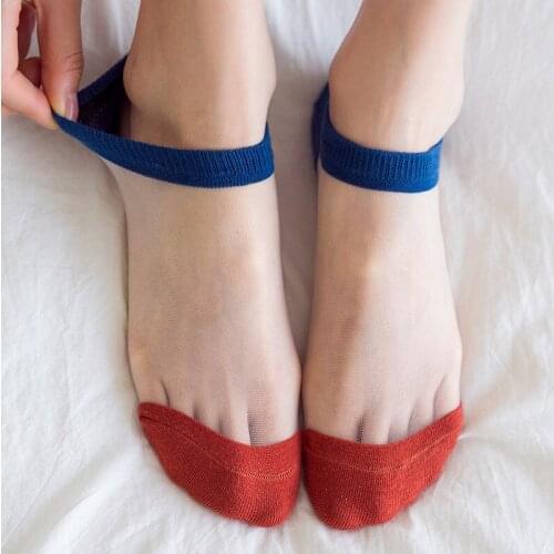 Women Silicone Non-slip Invisible Socks Cotton Summer Solid Candy Color Mesh Ankle Boat No Show Socks Thin Summer Slipper Soks