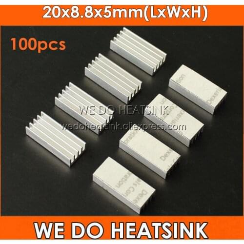 100pcs 20x8.8x5mm Ram Heatsink Chipset Aluminum Heat Sink With Thermal Conductive Tape Fans & Cooling