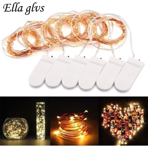 100pcs Christmas Lights 6.6ft 20 LED Strings Copper Wire For Party Wedding Decoration CR2032 Included Batteries