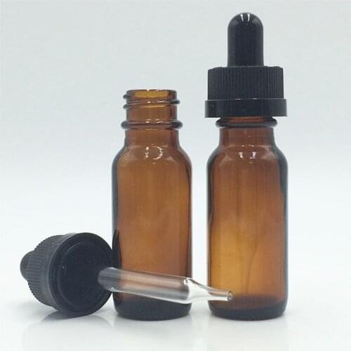 5ml 10ml 15ml 30ml 50ml Amber Mini Glass Dropper Bottle Brown Glass Essential Oil Bottle With Black Head Glass Pipette Dropper